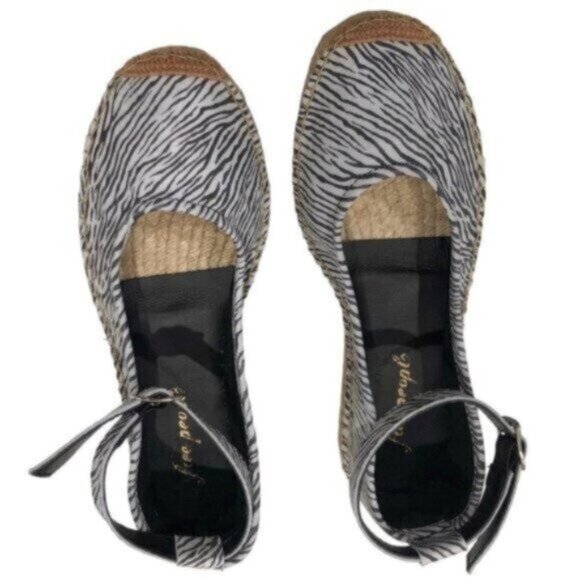 NWT Free People Black & Grey Zebra Print Bohemian Espadrilles EU38/US8 - Picture 7 of 15